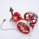 MechPuConToy Hit and Miss Engine Kit That Runs, HM-01 KIT Engine Model + Metal 4-SWheel Steering Flatbed Transport Cart + Accessory Triad + (CDI Igniter + Spark Plug) Kit