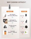 COTGCO Portable Electric Coffee Grinder, Small and Quiet USB Rechargeable Espresso Grinder with Stainless Steel Blade, for Home, Camping, Car Travel Outdoor Use