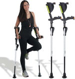 Ergobaum 7G Forearm Crutches for Adults (1 Pair-2 Units) — Ergonomic, Foldable with Shock Absorption, LED Light & Knee Rest | Adjustable 5'–6'6", Supports 360 lbs | Medical Aluminum (White Panda)