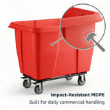 8 Cubic Foot 500 lb. Trash Cube Truck, Red Commercial Laundry Cart