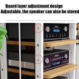 Heavy-Duty AV Stand with Movable Storage Cart, HiFi Rack for Adjustable Shelves, Media Cabinet for Living Room, Gaming Room & Music Studio (Teak, 2-Tier)