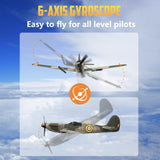 HAWK'S WORK 3 Channel RC Plane Spitfire Fighter, Remote Control Warbird Ready to Fly, 2.4GHz 6-axis Gyro Stabilizer, Easy to Fly for Kids & Beginners