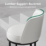 Ollega 26" White Counter Height Bar Stools Set of 4, Anti-Pinch Swivel