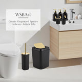 WSBArt 17PCS Bathroom Accessories Bathroom Set Black Bathroom Accessories,Toilet Brush, Trash Can, Qtip Holder Dispenser& 3PCS Soap Dispenser