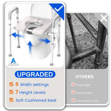 Raised Toilet Seat with Handles - Width & Height Adjustable Toilet Seat Risers for Seniors, Heavy Duty Handicap Toilet Riser, Fit Any Toilet, Up to 400lbs