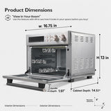 VAL CUCINA Infrared Heating Air Fryer Toaster Oven, Extra Large Countertop Convection Oven 10-in-1 Combo, 6-Slice Toast, Enamel Baking Pan Easy Clean with Recipe Book, Black Matte Stainless Steel