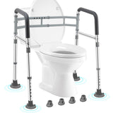 Toilet Safety Rails for Seniors, Adjustable & Foldable Toilet Frame for Elderly and Disabled, Handicap Toilet Handles Fits Any Toilet (350 lb)