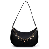 Small Crescent Shoulder Bag for Women, Black