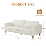 GarveeHome 3-Seater Sofa Couch, 83" Wide Faux Leather Couch with Deep Seats