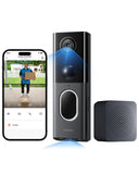 Anona 3K Dual Cam Video Doorbell Camera Wireless No Subscription with Chime