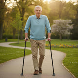 KMINA Forearm Crutches for Adults (x2 Units), Open Cuff, Extra Comfort with Hand Grip and Wide Tip, Adjustable Height, Aluminum, Orthopedic, Made in Europe
