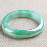 URED Certified Natural Ice Green Jade Bangle Bracelet for Women Luck Wealth