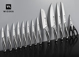 15PCS German Stainless Steel Knife Block Set | with Built-in Sharpener WIZEKA