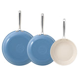 Redchef Non Stick Ceramic Frying Pan Set, Non Toxic Ceramic Pans for Cooking, 8" 9.5" 11" Skillet Set, No PFAS & PTFE & PFOA (Blue)