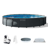 INTEX Ultra XTR 22 ft x 48 in Above Ground Pool Set, Round Swimming Pool with Steel Frame, 2100 GPH Sand Filter Pump, Ladder, Cover, & Ground Cloth