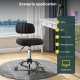 BFTOU Black Square Swivel Stool with Wheel for Work SPA Shop Massage Height-Adjustable and Cost-Effective Rolling Stool Chair with Back