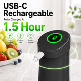 Cordless Immersion Hand Blender (Stick Blender) – Smooth, Controlled Blending for Everyday Cooking, 12V Brushless Motor, Pressure-Sensitive Variable Speed, USB-C Rechargeable, Easy-Clean (Black)
