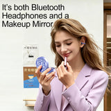 Clip On Open Ear Earbuds,Wireless Earbuds with Makeup Mirror Charging Case