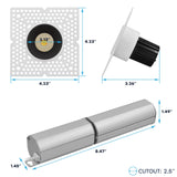 LUXRITE 1-Inch LED Trimless Recessed Spotlight with Black Reflector Trim Replacement 10W, 850LM, 2700K-5000K, 38° Beam Angle, Dimmable, Push-n-Lock, CRI90, Damp & IC Rated, ETL White + Black (4 Pack)