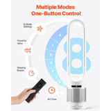 Happybuy 40" Bladeless Tower Fan – 15.4ft/s High-Velocity Cooling with 80° Oscillation, 8-Speed Settings, 8H Timer & H13 HEPA Air Purification, Remote Control for Home & Office