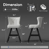 Ollega 26" White Swivel Counter Height Bar Stools Set of 6, 18.9" Wide Seat
