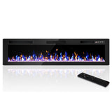 VENDROZ 72 Inch Electric Fireplace, Ultra-Thin Fire Places Electric Fireplace Inserts Recessed and Wall Mounted with Remote Control, 750W/1500W Fireplace Electric Heater with Timer, Multi-Flame