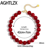 AGHTLZX Chunky Red Beaded Necklace for Women