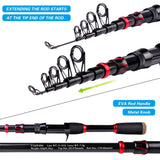 Fishing Rod and Reel Combo, 6.9ft Telescopic Spincast Rod with Left Handed Baitcasting Reel Combos, Sea Saltwater Freshwater Ice Bass Fishing Tackle Set Fishing Rods Kit PROBEROS