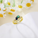 Oseew 14k gold Mother Rings for women Personalized mothers rings Engraving 2 names 10K Gold mother's ring custom 2 names (Yellow Gold)