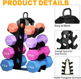 EXBTOKA Dumbbell Rack Stand Only, 4 Tier Weight Rack for Dumbbells 5-15LB, Upgraded Handle, Compact A-Frame Weight Rack (No Dumbbells Rack Only)