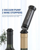 CIRCLE JOY Rechargeable Electric Wine Opener Set 7-in-1 Aluminum Alloy Wine Gift Set with Electric Corkscrew, Foil Cutter, Wine Pourer, Storage Base, Vacuum Pump and 2 Wine Stoppers