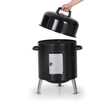 MFSTUDIO 17" Vertical Charcoal Smoker with Thermometer, Integrated Metal Grill Chamber Less Smoke Leak & Heat Loss,Black