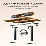 Veken 47.2"×27.6" Standing Desk with Storage Drawers, Adjustable Height Computer Table with Monitor Shelf