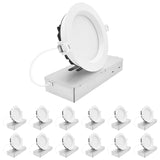 LUXRITE 5 Inch LED Recessed Light, Regressed Mini Panel Spotlight, 5CCT 2700K-5000K, 16/21/26 Watts, 1500/2000/2500 Lumens, Dual Dimmable (TRIAC & 0–10V), 100° Beam, Wet Rated, ETL (12 Pack)