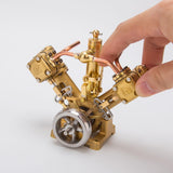 MechPuConToy Engine Model Kit That Works, RW-V2 Mini V-Shape Double Cylinder Reciprocating Steam Engine Model for 70-130cm Steamships (Boiler Not Included)