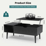 NEWBULIG Wood Lift Top Coffee Table with Storage for Living Room, Black