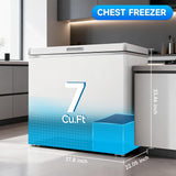 7 Cubic Feet Compact Chest Freezer, 1 Removable Baskets & 7-Level Adjustable Temp - Free-Standing Top-Door Deep Freezer for Home, Kitchen, Office, Basement