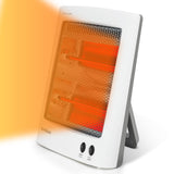 Infrared Heater, Portable Electric Heater, Space Heater for Indoor Use, Radiant Heat for Home Office, Two Heat Settings with Foldable Holder, Overheat and Tip-over Protection