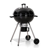 MFSTUDIO 22" Master Kettle Charcoal Grill, Premium Outdoor Barbecue Grill with Thermometers, Porcelain-Enameled Lid & Ash Catcher, Black