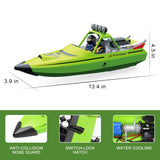Hitish RC Boat for Kids Adults 2.4GHz Remote Control Boats with LED Light for Pool Lakes Water, 20MPH Fast Speed Racing Jet Boat, Boat Toy for Boys Girls, 2 Rechargeable Batteries 40+ Mins, Green