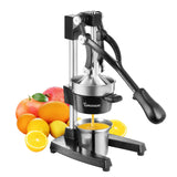 TONGCHANT Cast Iron Juicer, Heavy Duty Manual Citrus Press | Hand Press Juicer for Orange Lemon Pomegranate, High Leverage for Easy Juicing, Stainless Steel Cup, Black