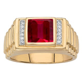 Oseew 2ct Created Emerald Ruby Ring for Men Sterling Silver/ 10k/14k/18k Gold Created Mens Ruby Gemstone Rings Customized 2-6 Carat Men's Ruby Ring Engagement Ring Promise Ring For him