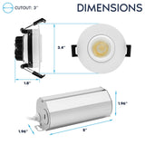 LUXRITE 3-Inch Gimbal LED Recessed Lighting, 5 Color Selectable 2700K-5000K, 9 Watts, 750 Lumens, Adjustable 360º + 30º Swivel Spotlight, Dimmable, CRI90, IC & Wet Rated, ETL, White (12 Pack)