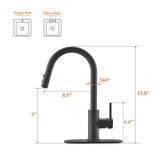 RULIA Kitchen Faucet, Kitchen Sink Faucet, Sink Faucet, Pull-Down Kitchen Faucets, Bar Kitchen Faucet, Matte Black, Metal Spray Head, RB1031