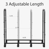 NEOCOZY 4FT Firewood Rack Outdoor with Cover, Heavy Duty Wood Holder with Log Carrier, Adjustable & Waterproof Log Holder Wood Storage Stand for Fireplace Patio Outdoor, Black
