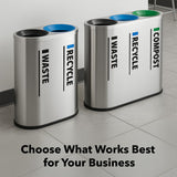 Zedfire 33 Gallon Stainless Steel Commercial Trash, Recycling & Compost Bin