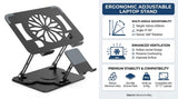 Laptop Stand for Desk,Adjustable Computer Stand with 360° Rotating Base,2-in-1 Laptop Stands with Phone Holder