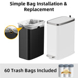 Stainless Steel Bathroom Trash Can with Lid Soft Close,1.6 Gallon Slim Garbage can