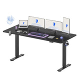 79x32 Inch Electric Large Standing Desk for Home & Office, Spacious Splice Board Desk with Cable Management & Organizer, Cup Holder & Hook