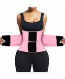 FeelinGirl Women Workout Waist Trainer Belt Tummy Control Waist Cincher Trimmer Perspiring Workout Body Shaper Pink 3XL